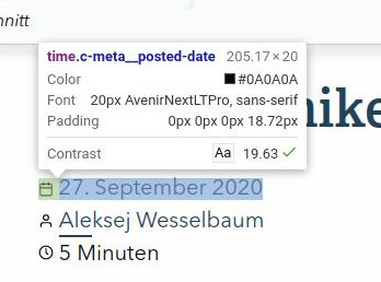 Kontrastanzeige bei der Auswahl